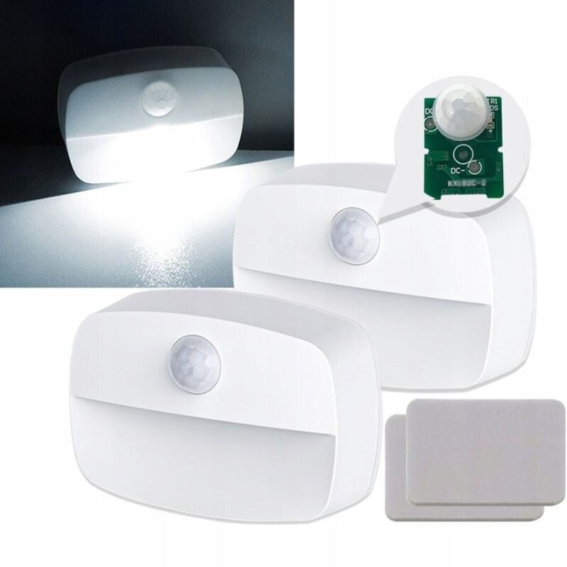 Ansal LED Mozgásérzékelős Éjszakai Lámpa - Vezeték Nélküli, Elemes Lépcsővilágítás - 2db - BShopy