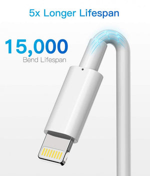 Apple MFi Tanúsítvánnyal Rendelkező iPhone Töltőkábel - Lightning - USB, 3m, Fehér - BShopy