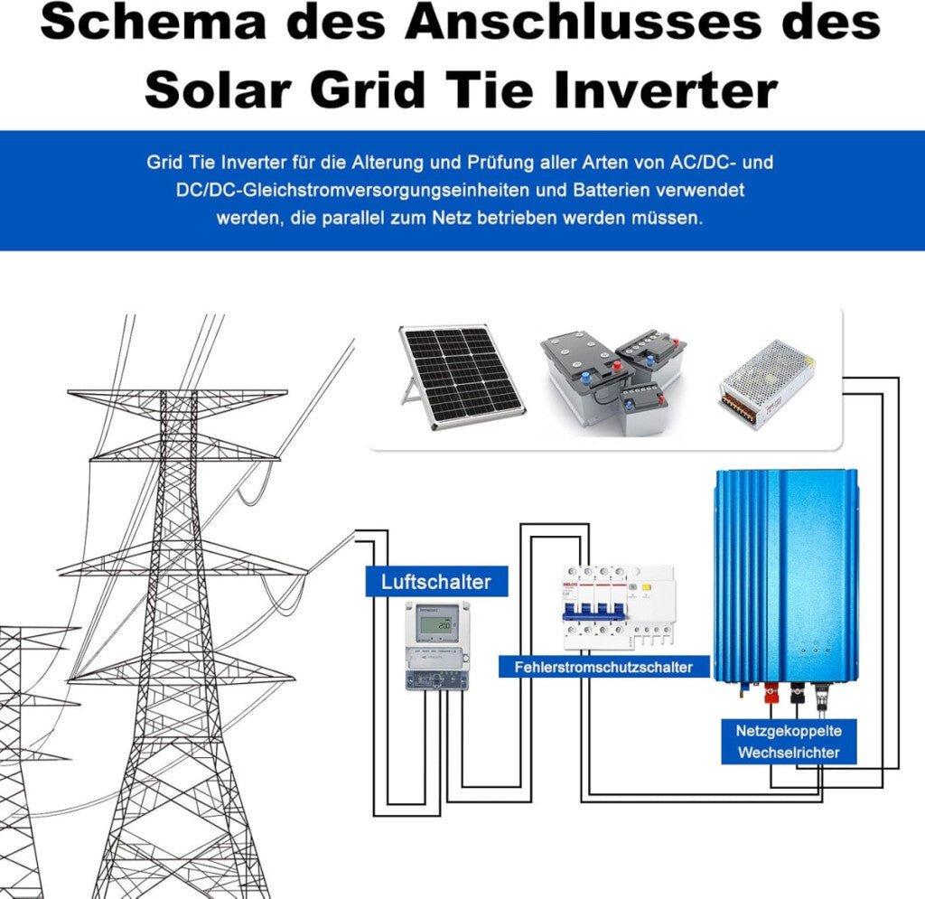 ARCELI 500W MPPT 12V Napelemes Inverter - Mikro Inverter, PV Inverter - Kék - BShopy