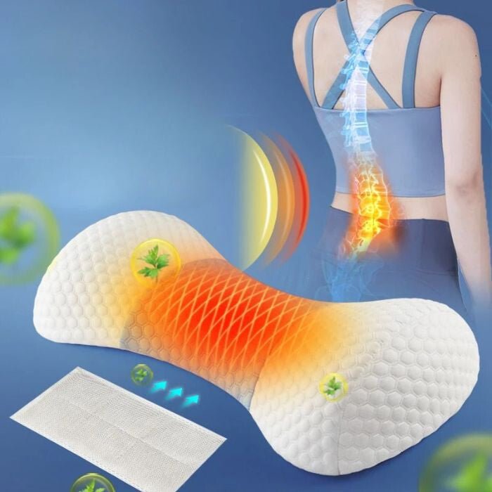 Blux Állítható Deréktámasz Párna Pumpával – Ortopéd Memóriahab, Világoskék - Fehér - BShopy