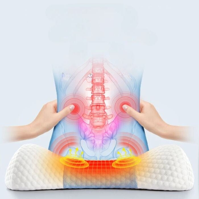 Blux Állítható Deréktámasz Párna Pumpával – Ortopéd Memóriahab, Világoskék - Fehér - BShopy