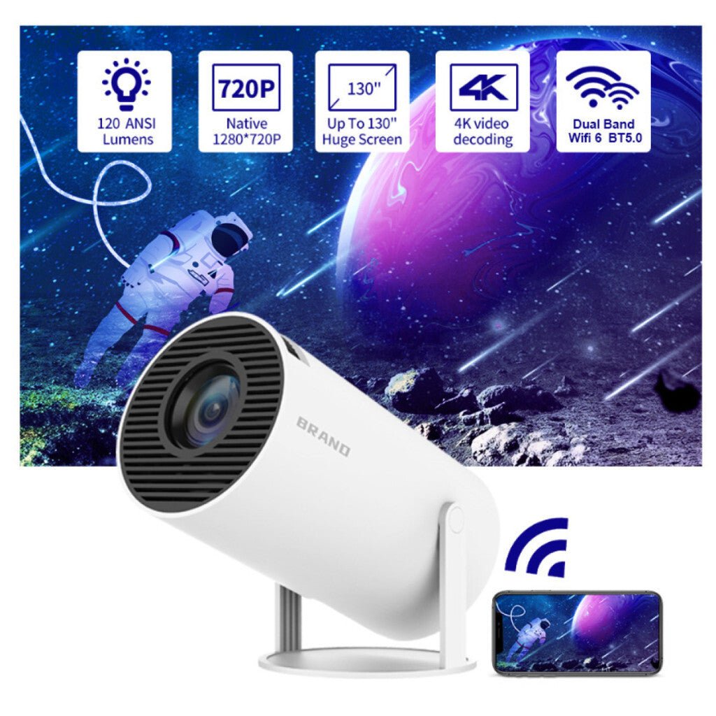 BLux Hordozható Mini Projektor - Fehér, 1+8 GB, Beépített Memóriás LED Projektor Otthonra és Utazáshoz - BShopy