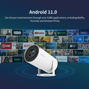 BLux Hordozható Mini Projektor - Fehér, 1+8 GB, Beépített Memóriás LED Projektor Otthonra és Utazáshoz - BShopy