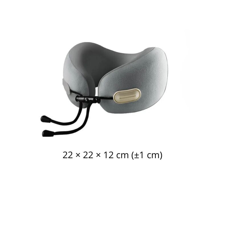 Cestovní polštář pod krk Blux z paměťové pěny s přenosnou taškou – 22×22×12 cm (±1 cm) - šedý - BShopy