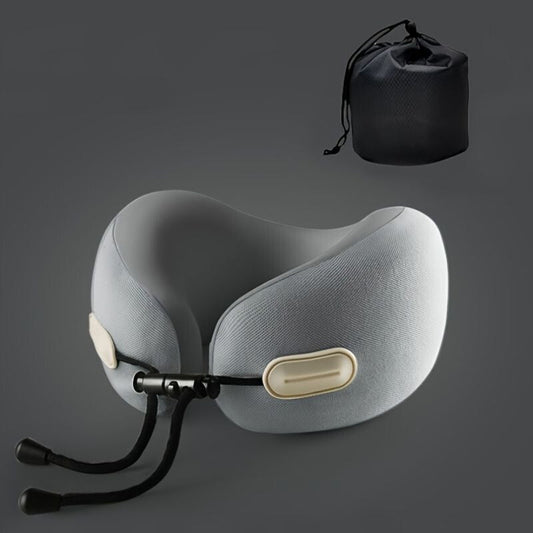 Blux Memóriahabos Utazó Nyakpárna Hordtáskával – 22×22×12 cm (±1 cm) - Szürke - BShopy