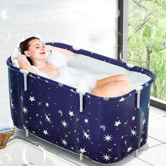 BLux Összecsukható Felnőtt Fürdőkád - 140 cm, Kék Alapon Fehér Csillagos - BShopy