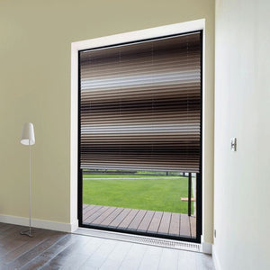 BOOM Plisse Harmonika Roló Ablakra és Ajtóra – Fehér - Barna Árnyalat, 120x130 cm - BShopy