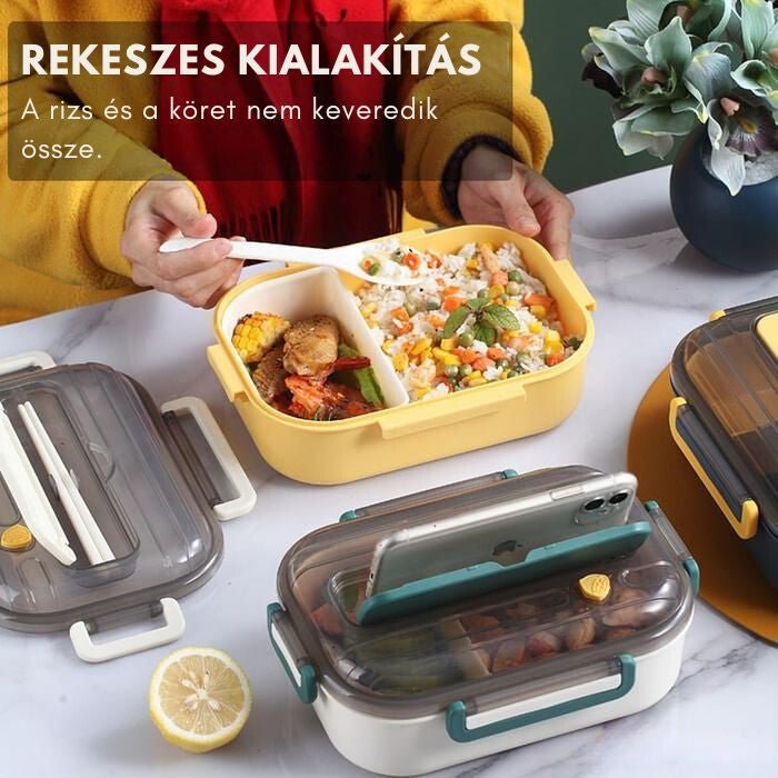 BSHOP Osztott Tárolós Ételhordó Szett 1300 ml (Sárga) - BShopyX001GC0851_4