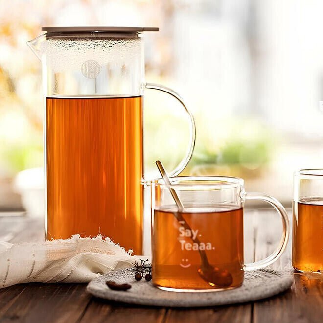 Buydeem CD2003 Teáskanna Hőálló Üveg Kancsó, Fedéllel 1200ml - BShopy