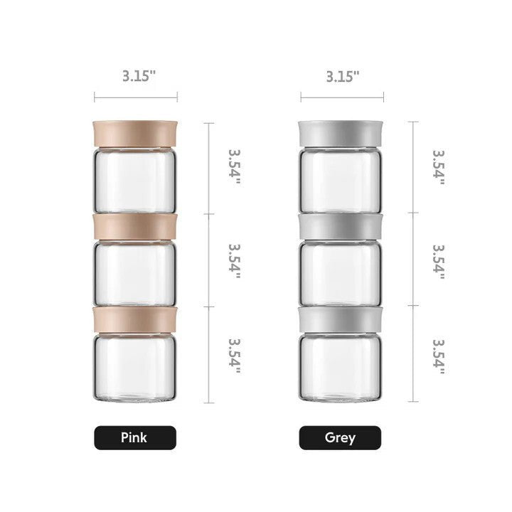 Buydeem CS1001 Üveg Fűszertartó Szett – 3 darabos Készlet Légmentesen Záródó Tetővel - BShopy