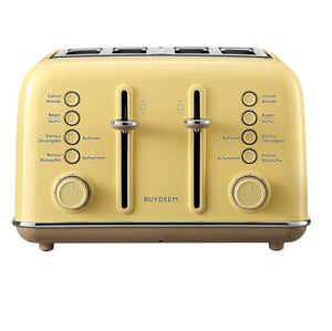 Buydeem DT640E Kenyérpirító – 4 szeletes, Citromsárga Retro Design - BShopy