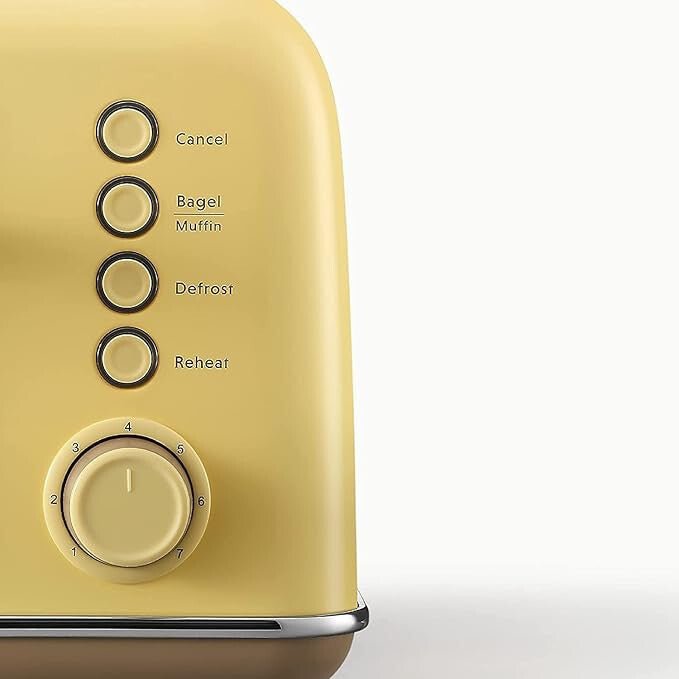 Buydeem DT640E Kenyérpirító – 4 szeletes, Citromsárga Retro Design - BShopy