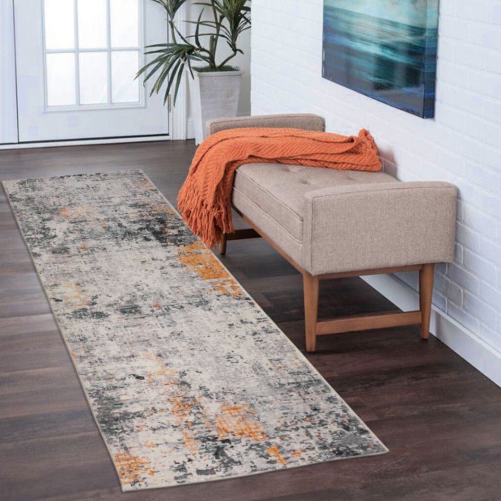 Decomall Szürke Absztrakt Stílusú Beltéri Szőnyeg 80x300cm - BShopyX001K66TLZ_0