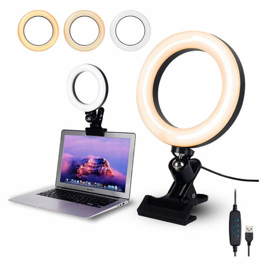 Elegiant Fehér Selfie Gyűrű Lámpa Tartóval - Állítható Fényerő Telefonhoz - BShopy