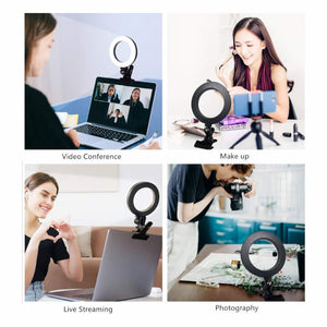 Elegiant Fehér Selfie Gyűrű Lámpa Tartóval - Állítható Fényerő Telefonhoz - BShopy