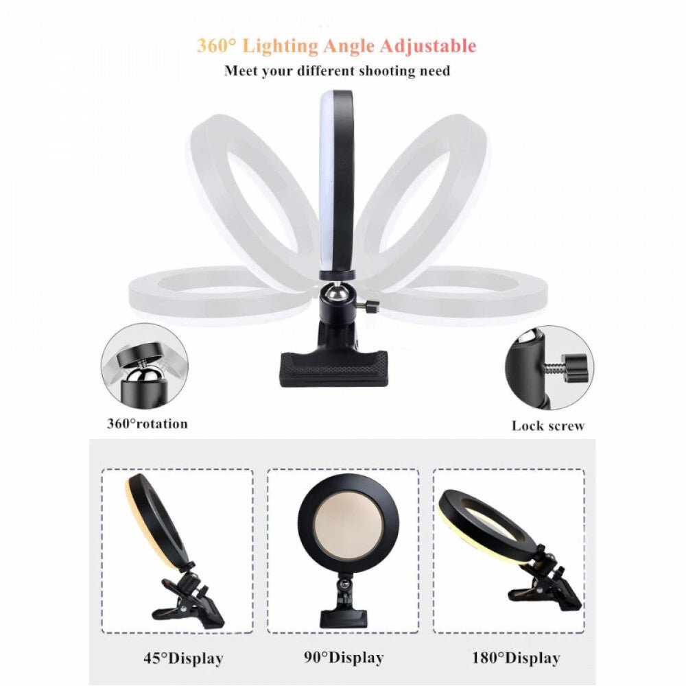 Elegiant Fehér Selfie Gyűrű Lámpa Tartóval - Állítható Fényerő Telefonhoz - BShopyX00163F52B_1