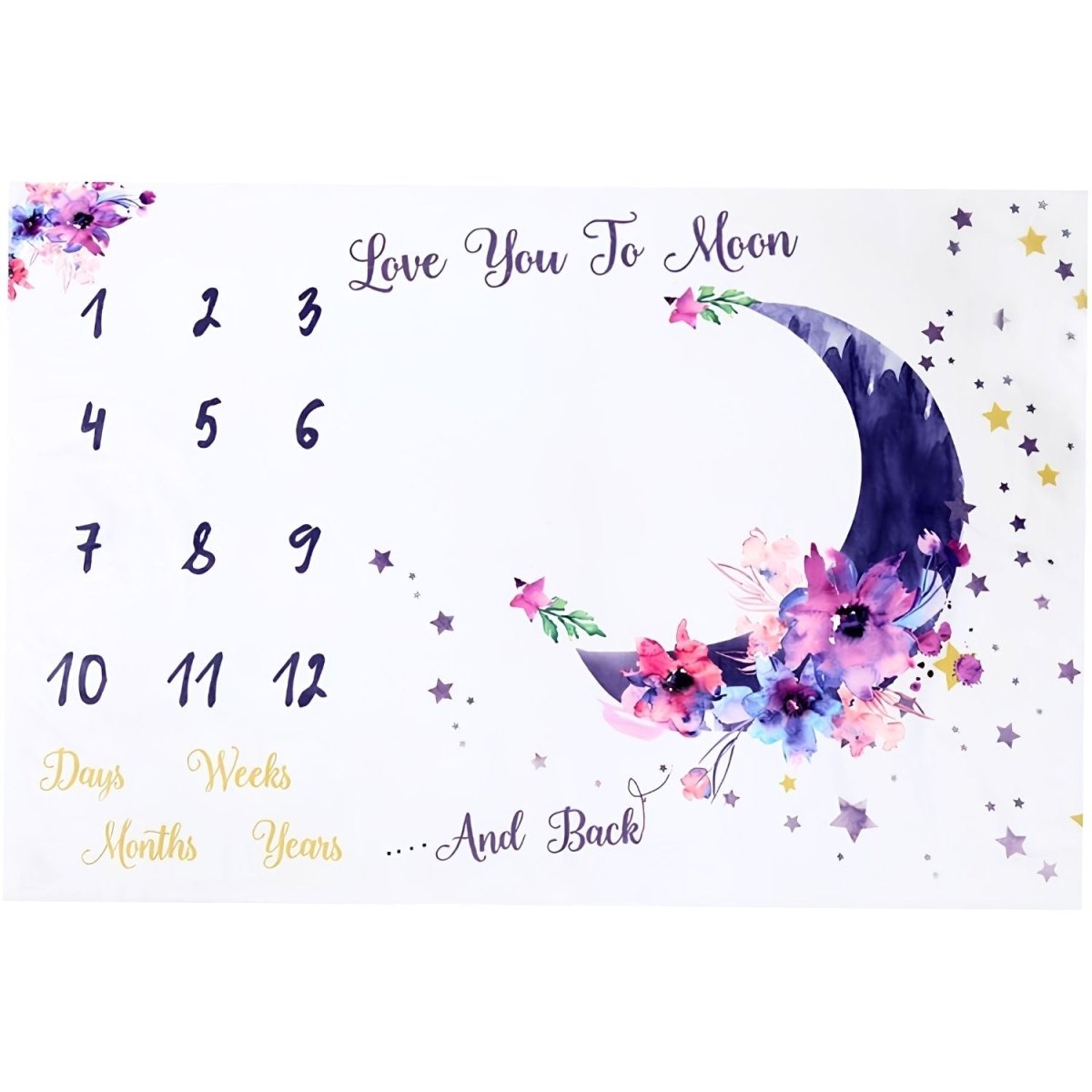Ever Fairy Mérföldkő Babapléd - Polár, 150×100 cm, Lila Hold Mintás-BShopy
