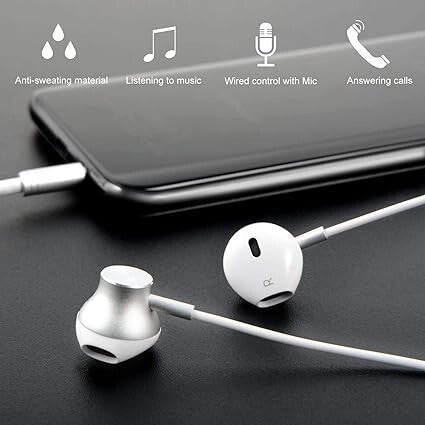 Fehér Vezetékes Fülhallgató Mikrofonnal - 3.5 mm jack Csatlakozóval, Univerzális Headset Telefonhoz - BShopy