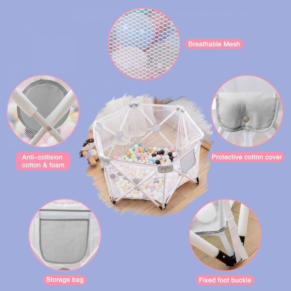 Forroby Hexagon Alakú Játszókert Gyerekeknek - 68 x 78 x 140 cm, Biztonságos Beltéri és Kültéri Használatra - BShopy