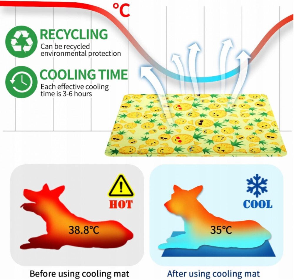 Furrybaby Ananászmintás Hűsítő Matrac Kisállatoknak - XS, Hűtőhatású Fekhely - BShopyX001RXB66J_2