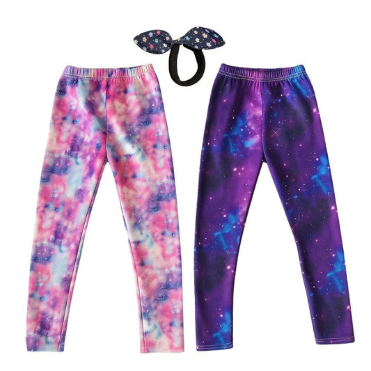 Galaxy Mintás Polárbéléses Téli Gyermek Leggings – 2 db Thermo Nadrág + 2 db Hajgumi (130) - BShopy