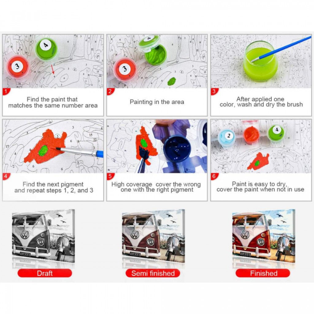Generic Számfestő Olajfestmény - Autós Motívum, Kreatív DIY Készlet - BShopy