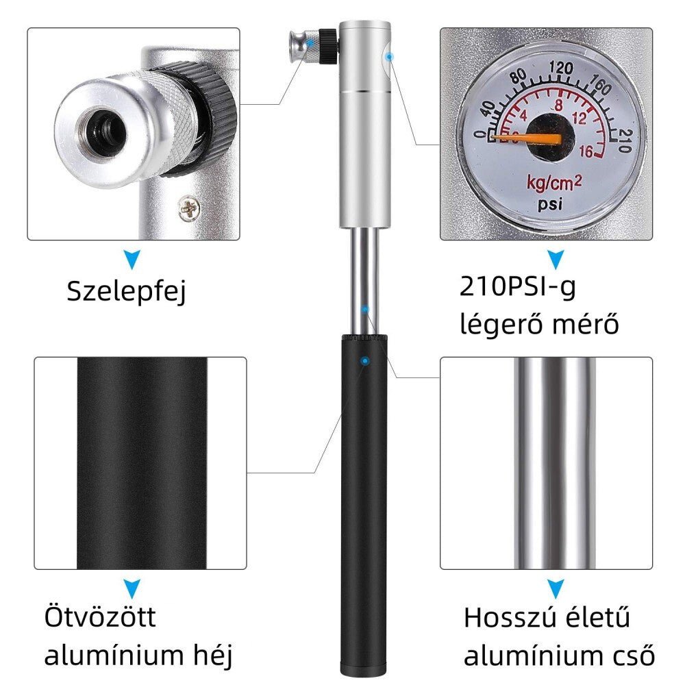 Gifort Mini Többfunkciós Kerék - és Gumi Pumpa - Hordozható, Univerzális Szelepcsatlakozóval - BShopy