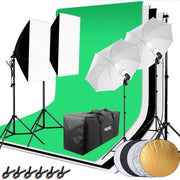 Hakutatz Profesionální fotostudiová sada – studiové osvětlení a pozadí – softboxy s lampovými stojany – s ochranným pouzdrem
