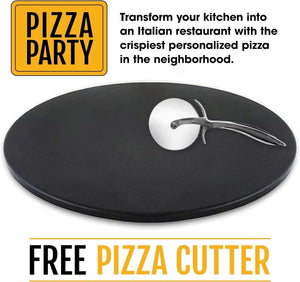 Heritage 38 cm Kerámia Pizza Sütőkő Szett - Tapadásmentes Pizza Stone Vágóval - Ropogós Pizza Sütőbe és Grillhez - BShopy