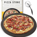 Heritage 38 cm Kerámia Pizza Sütőkő Szett - Tapadásmentes Pizza Stone Vágóval - Ropogós Pizza Sütőbe és Grillhez - BShopy