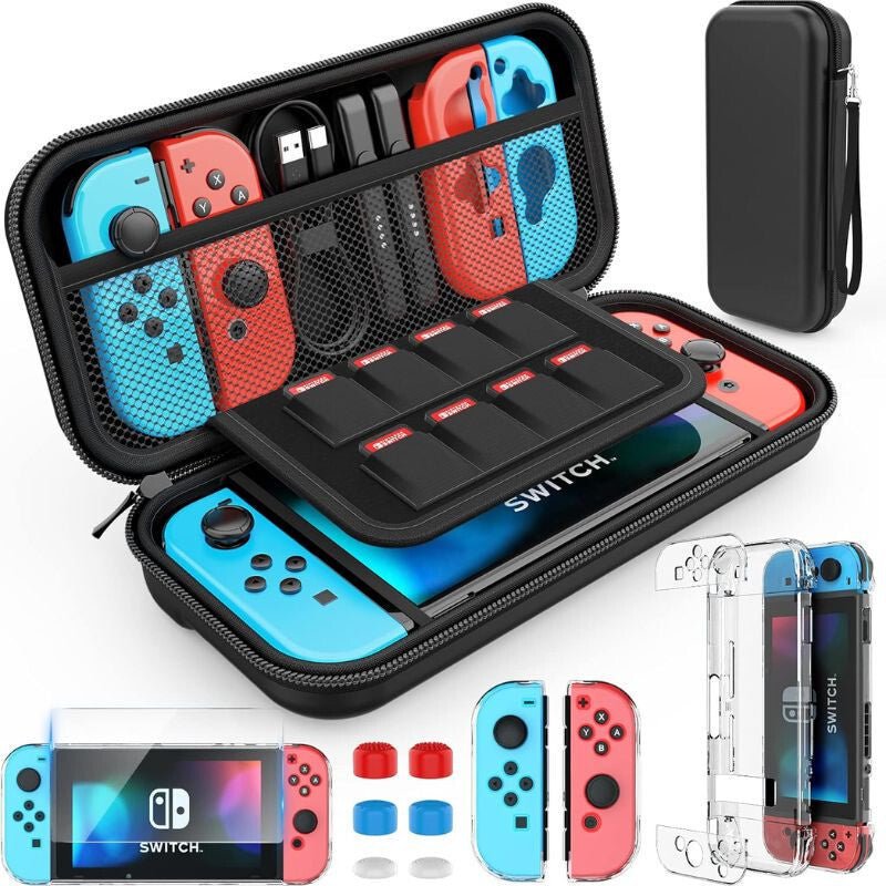 HEYSTOP Nintendo Switch Védőszett - Fekete, Ütésálló Tok és Tartozékok - BShopy