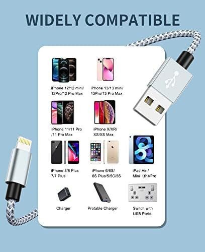 iPhone Töltőkábel 4 db - 1 m, Fonott Nylon, Fehér - Szürke, Lightning Kábel Szett - BShopy