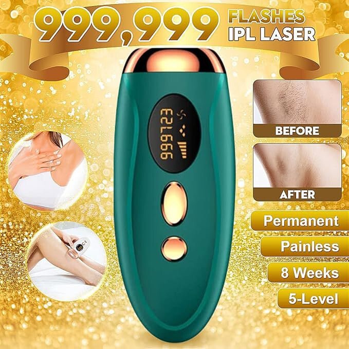 IPL Otthoni Szőrtelenítő Eszköz Smaragdzöld és Bronz Színben - Hatékony és Kényelmes - BShopy