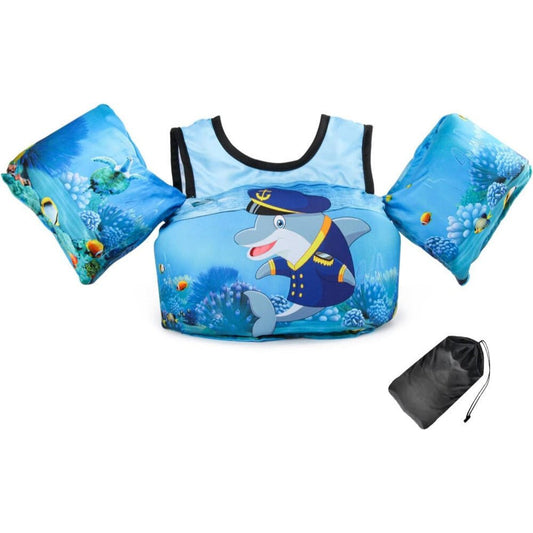JEVDES Gyerek Úszómellény + Karúszó - Delfines Mintával (9 - 30 kg) - BShopy