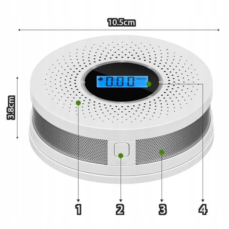 JKD 512COM LCD Kijelzős Szén - Monoxid és Füstérzékelő, Hang És Fényriasztással - 1db - BShopy