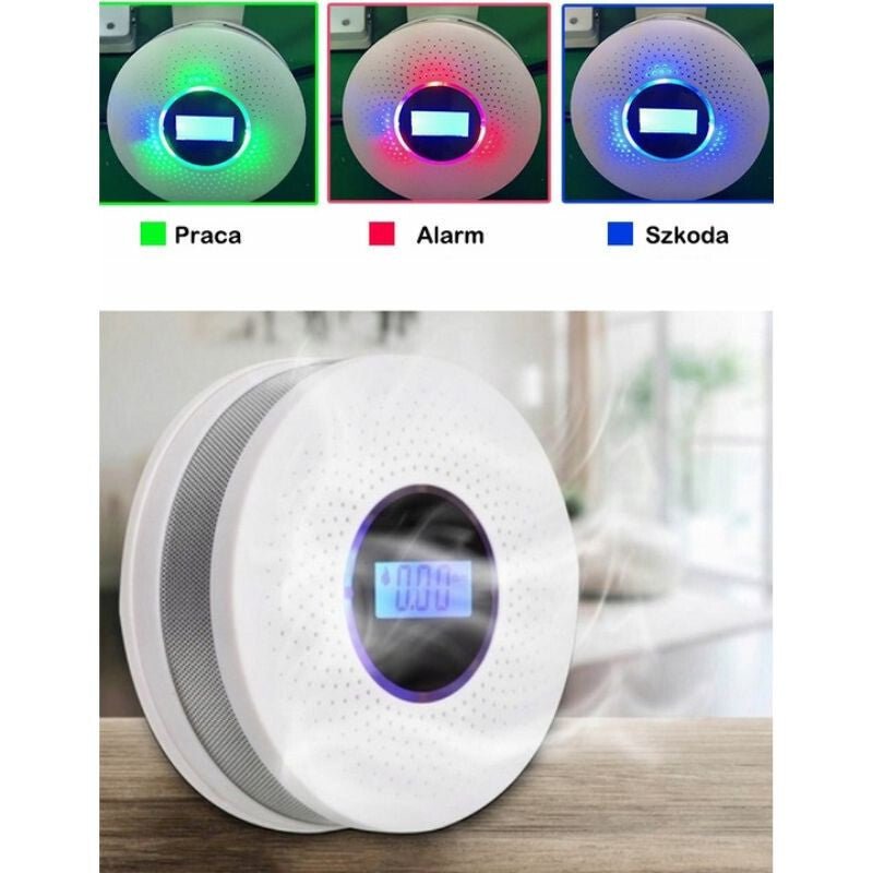 JKD 512COM Szén - Monoxid és Füstérzékelő LCD Kijelzővel, 85 dB Hangriasztással - 2 db - BShopy