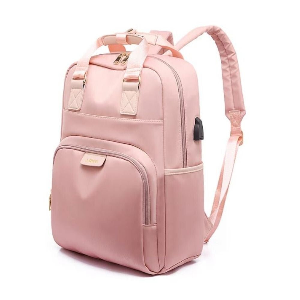 J.QMEI laptop hátizsák, táska USB csatlakozóval (rózsaszín) - BShopy