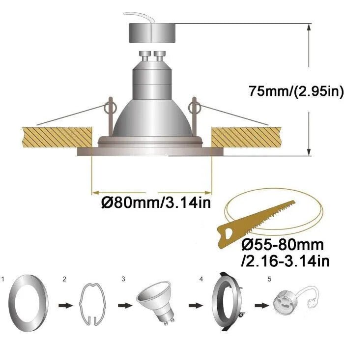 Kambo Süllyesztett Mennyezeti LED Spotlámpa 4 db 6W GU10 Izzókkal - BShopy