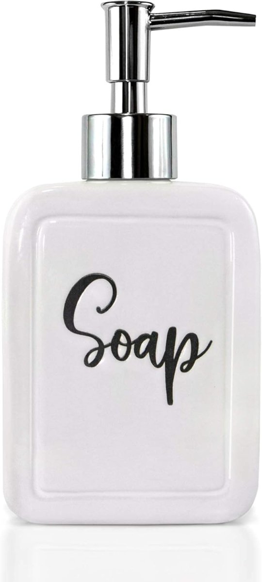 Kerámia Szappanadagoló 380ml - Konyhai és Fürdőszobai Adagoló, 2 db Rozsdamentes Pumpafejjel - BShopy