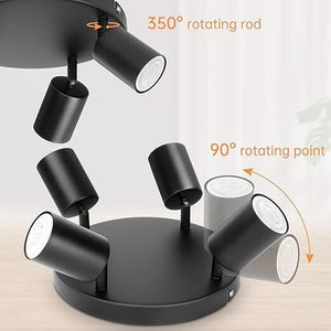 Ketom otočné, nastavitelné stropní bodové svítidlo GU10 LED se 4 směrovými hlavami (černé) - BShopy