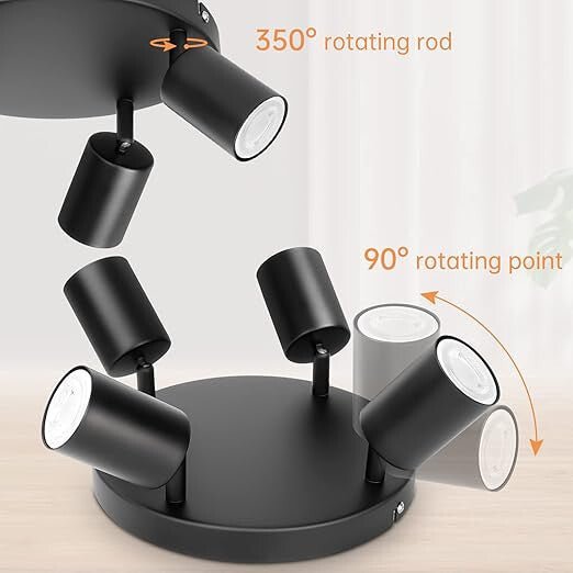 Ketom otočné, nastavitelné stropní bodové svítidlo GU10 LED se 4 směrovými hlavami (černé) - BShopy