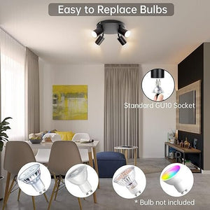 Ketom otočné, nastavitelné stropní bodové svítidlo GU10 LED se 4 směrovými hlavami (černé) - BShopy