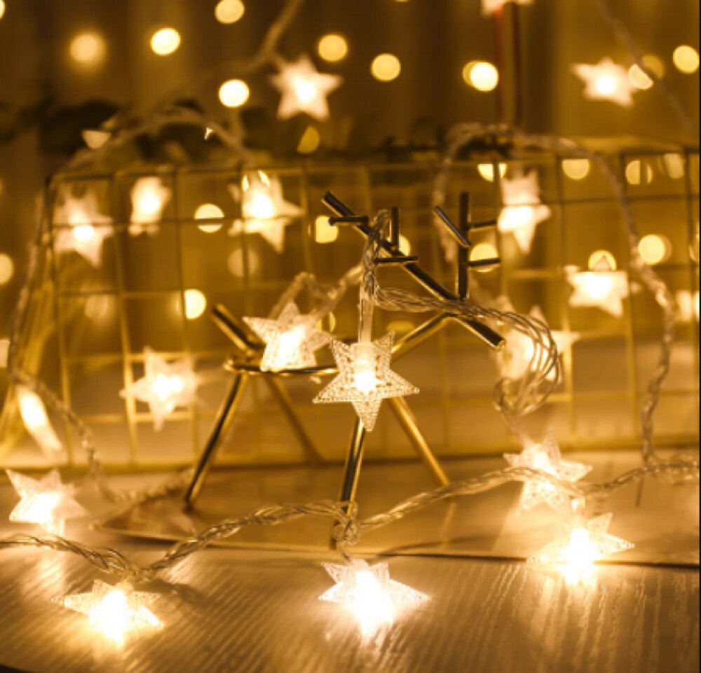 LED Csillagfény Dekoráció - 50 LED, 6 m, Csillag Alakú Füzér Partikhoz és Ünnepi Hangulathoz - BShopyX001KAJFS5_6