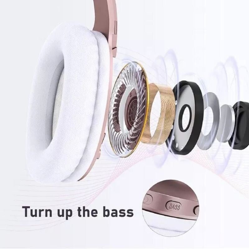 LETSCOM H10 Bluetooth Fejhallgató Over - Ear - Rose Gold, Vezeték Nélküli, 100 Órás Üzemidő - BShopy