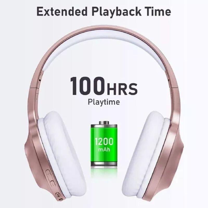LETSCOM H10 Bluetooth Fejhallgató Over - Ear - Rose Gold, Vezeték Nélküli, 100 Órás Üzemidő - BShopy