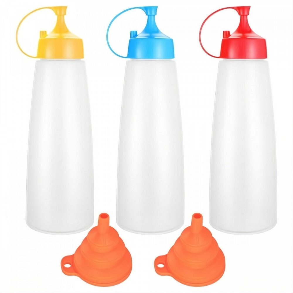 LikeSun 3 Darabos Műanyag Szószos Üveg Szett – 550 ml Adagolóflakon Öntetekhez és Szószokhoz - BShopy