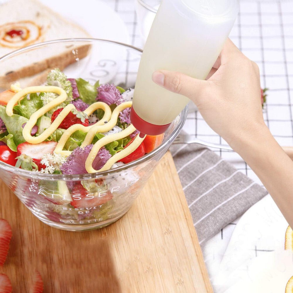 LikeSun 3 Darabos Műanyag Szószos Üveg Szett – 550 ml Adagolóflakon Öntetekhez és Szószokhoz - BShopy