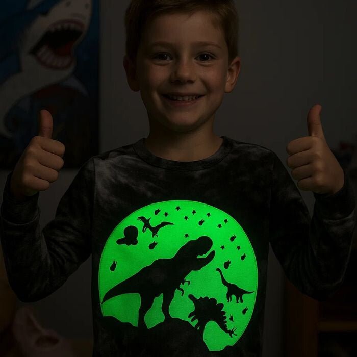 LOLPIP Hosszú Pamut Fiú Pizsama Szett 5 Éveseknek 2db (Cápás És Dinós) - BShopy