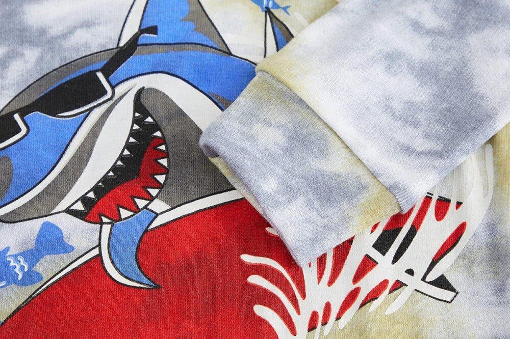 LOLPIP Hosszú Pamut Fiú Pizsama Szett 8 Éveseknek 2db (Cápás És Dinós) - BShopy