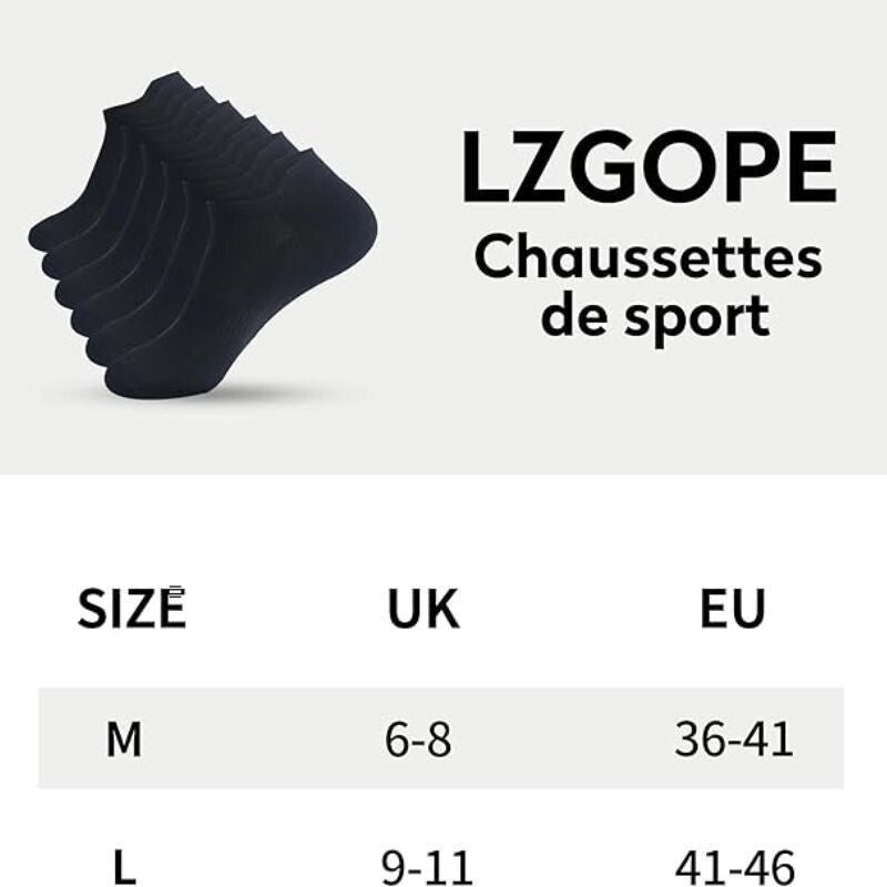 LZGOPE 6 Pár Sportzokni Férfiaknak és Nőknek, 36 - 41 (M) Méret - Fekete - BShopy